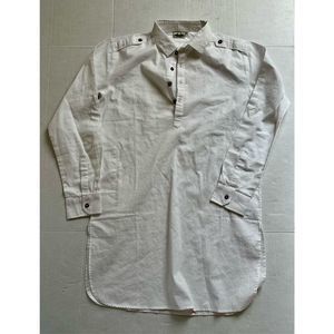 In-Sattva Men's Indian Banded Classic Collar Pure Cotton Kurta Tunic White M